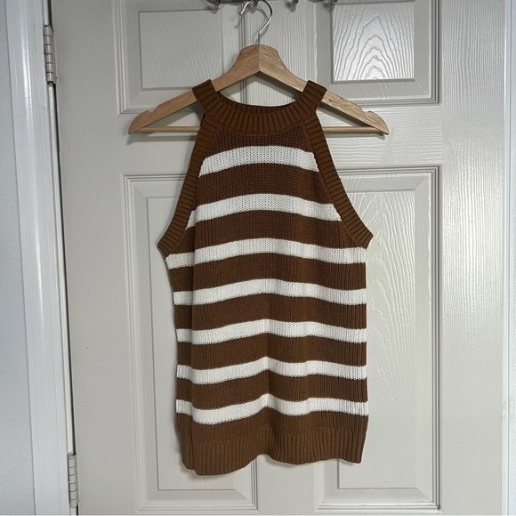 Old Navy Sleeveless Striped Shaker Stitch Sweater Medium Tall Fall Sweater Tank - Picture 10 of 11